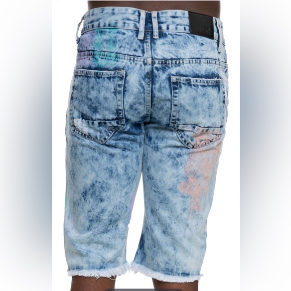 Smoke Rise DNM Co Acid Wash Paint Splatter Denim Cutoff Shorts Size 36 - Picture 2 of 14